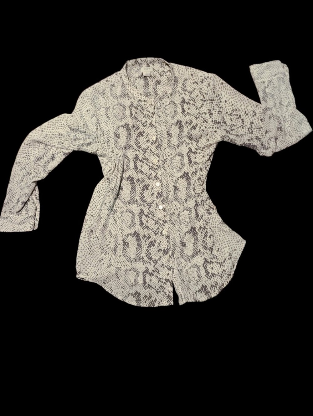 J Crew Snake Print Womens Shirt Sz S  100% Polyester White Color Mint